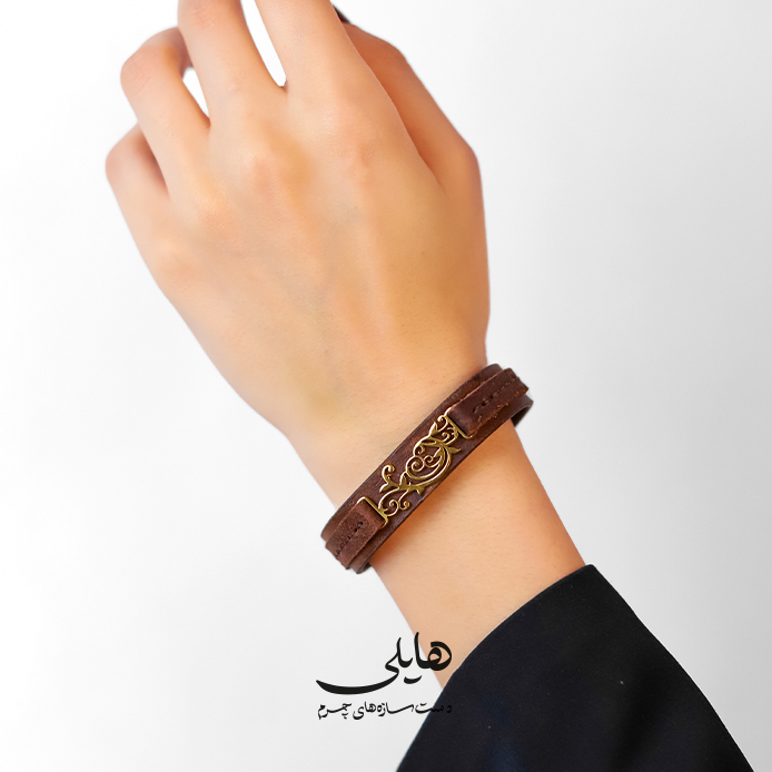 دستبند چرمی گاوی دست‌دوز-طرح اسلیمی