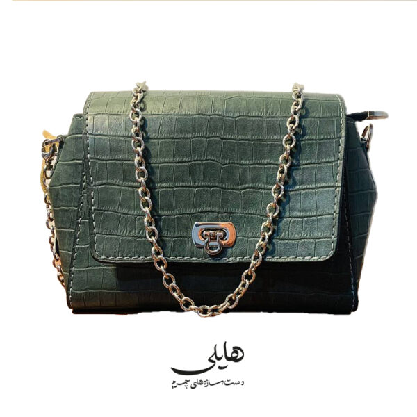 کیف دستی چرمی زنانه طرح کروکودیل با زنجیر فلزی - کد SD024